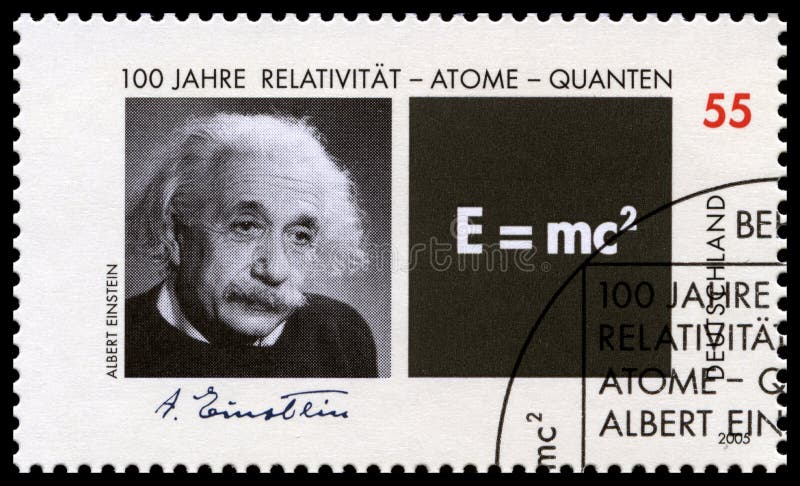 Niemiecki znaczek pocztowy z portretem Albert Einstein obraz stock