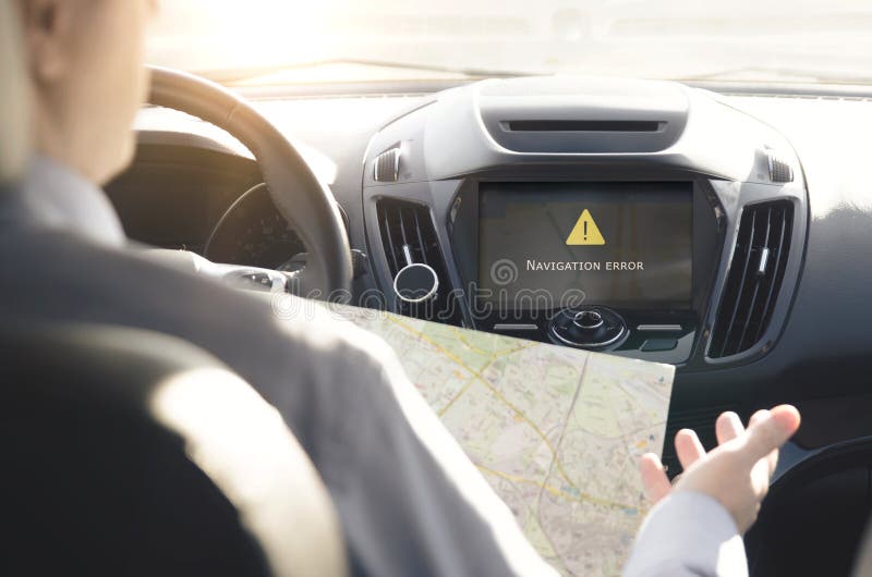 Niepowodzenie GPS system nawigacji obrazy stock Niepowodzenie GPS system nawigacji obrazy stock