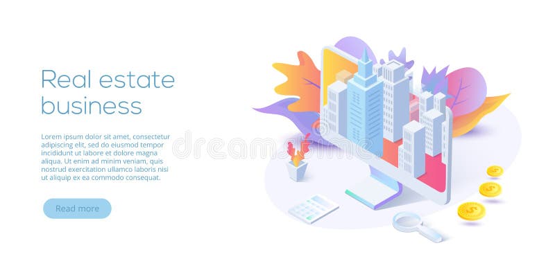 Nieruchomości biznesowa isometric wektorowa ilustracja Przeszukanie domu ilustracji Nieruchomości biznesowa isometric wektorowa ilustracja Przeszukanie domu ilustracji