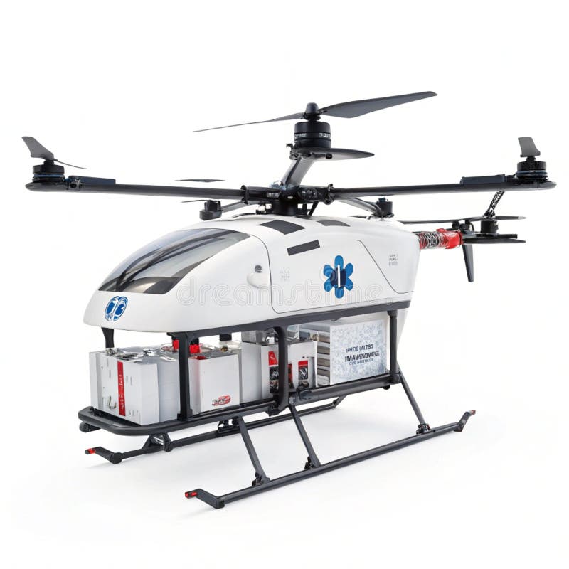 Niesamowite medyczne ambulatorium Drone wyizolowane na białym tle ilustracja wektor