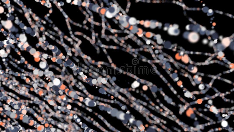 Nieskończona ilość wierszy bokeh płynących chaotycznie na czarnym tle, bezproblemowa pętla Animacja Piękny abstrakt. Nieskończona ilość wierszy bokeh płynących chaotycznie na czarnym tle, bezproblemowa pętla Piękne abstrakcyjne nici kręgów lecących w ciemności