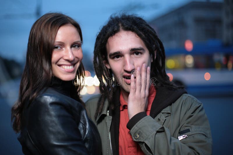 Young couple in a city. Young couple in a city