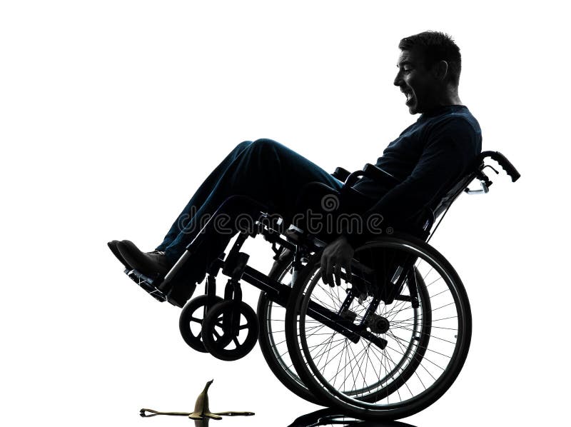 Nieustraszenie niepełnosprawny mężczyzna w wózek inwalidzki sylwetce