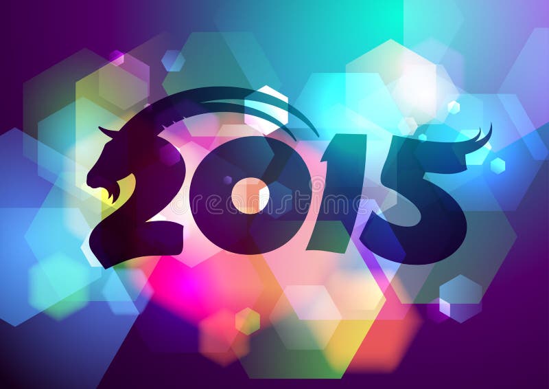 Nieuwjaarsontwerp 2015 met geit en bokeh vector illustratie