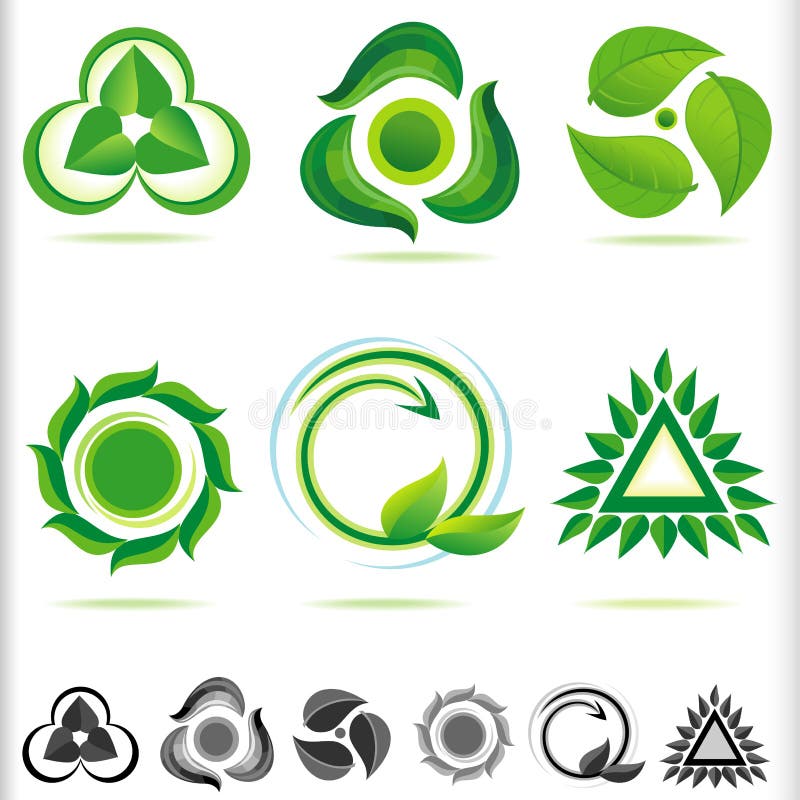 Nieuwe Bio Groene Pictogrammen stock illustratie Nieuwe Bio Groene Pictogrammen stock illustratie