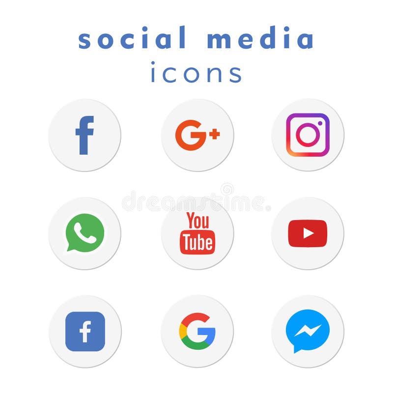 9 nieuwe embleem-pictogrammen sociale media stock illustratie 9 nieuwe embleem-pictogrammen sociale media stock illustratie