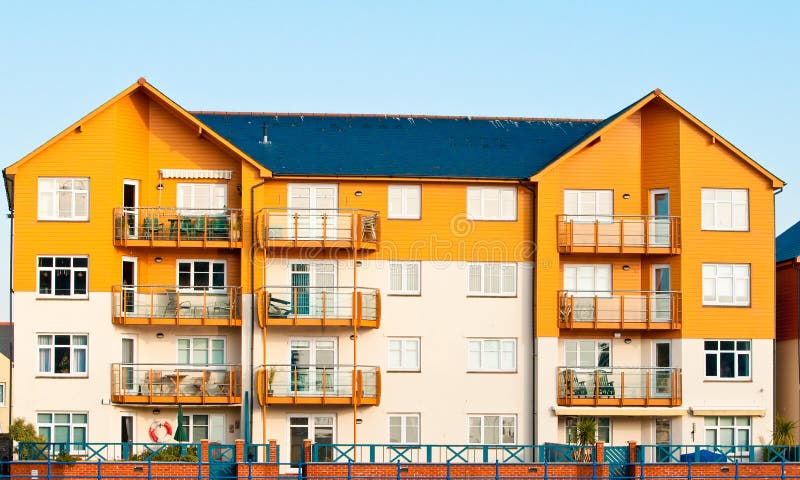 Brand new colourful apartments on the waterfront of a UK coastal town. Brand new colourful apartments on the waterfront of a UK coastal town.