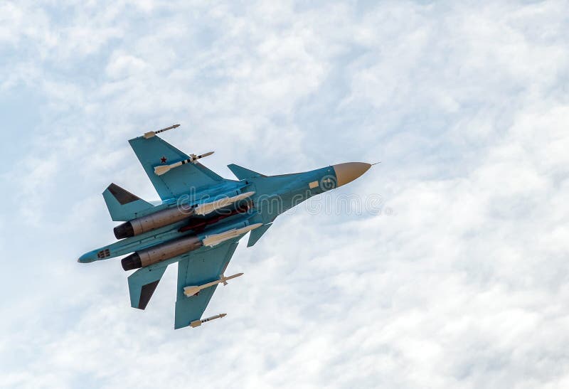 Nieuwe Russische stakingsvechter Sukhoi su-34 stock afbeelding Nieuwe Russische stakingsvechter Sukhoi su-34 stock afbeelding
