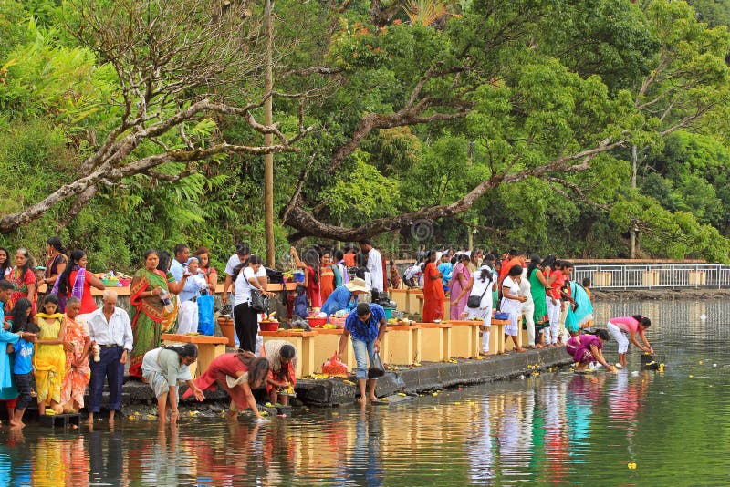 Traditions of New Years day in Sacred Lake, Mauritius. Traditions of New Years day in Sacred Lake, Mauritius