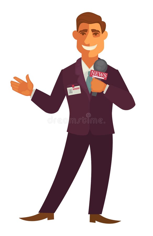Nieuwsverslaggever of journalistmens met microfoon vector vlak pictogram royalty-vrije illustratie Nieuwsverslaggever of journalistmens met microfoon vector vlak pictogram royalty-vrije illustratie