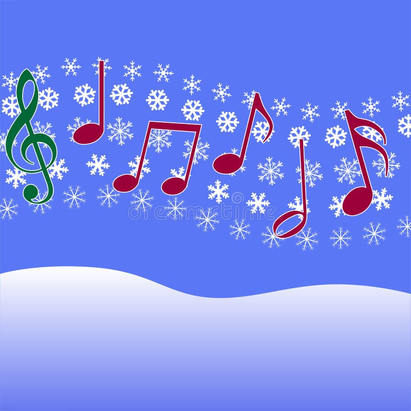 Christmas music in the air. Musical Notes, symbol of Christmas carols and other Christmas music, on a winter snow fall. Christmas music in the air. Musical Notes, symbol of Christmas carols and other Christmas music, on a winter snow fall.