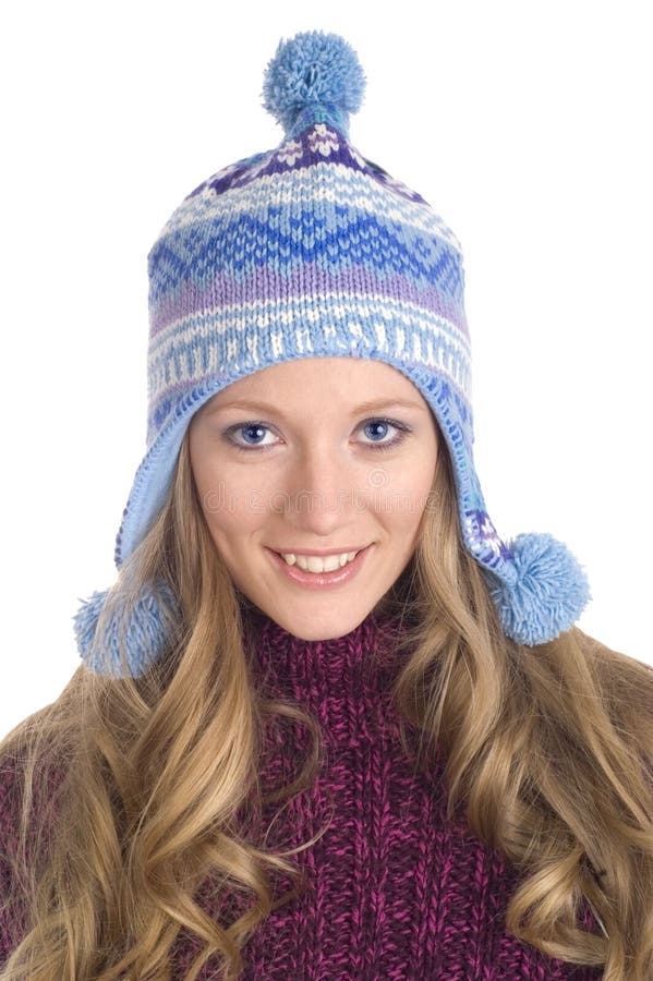 Piękna dziewczyna w zimowej czapce obrazy stock