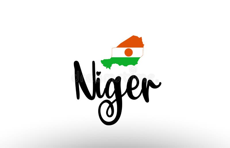 Niger country big text with flag inside map concept logo stock illustration