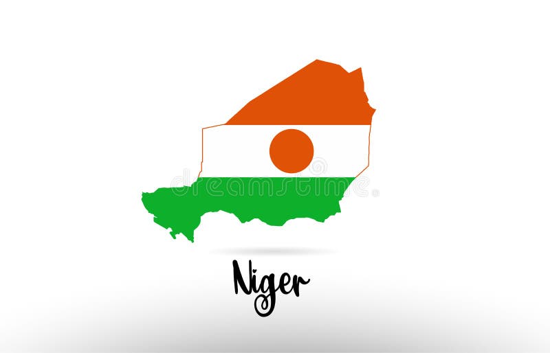 Niger country flag inside map contour design icon logo royalty free illustration
