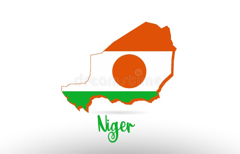 Niger country flag inside map contour design icon logo vector illustration