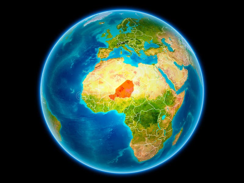 Niger på jord från utrymme vektor illustrationer Niger på jord från utrymme vektor illustrationer