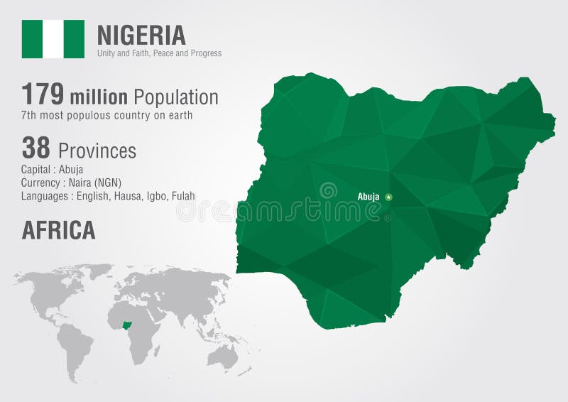  Nigeria  Weltkarte  Mit Einer Pixeldiamantbeschaffenheit 
