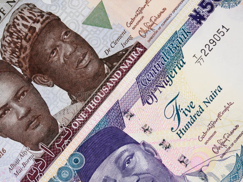 Nigeriaanse muntnaira centrale bankbiljetten, het geld van Nigeria stock foto Nigeriaanse muntnaira centrale bankbiljetten, het geld van Nigeria stock foto