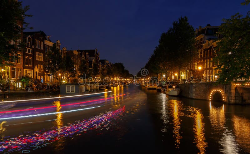 Night Amsterdam canals stock image Night Amsterdam canals stock image