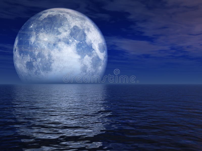Night Blue Moon Landscape stock illustration Night Blue Moon Landscape stock illustration
