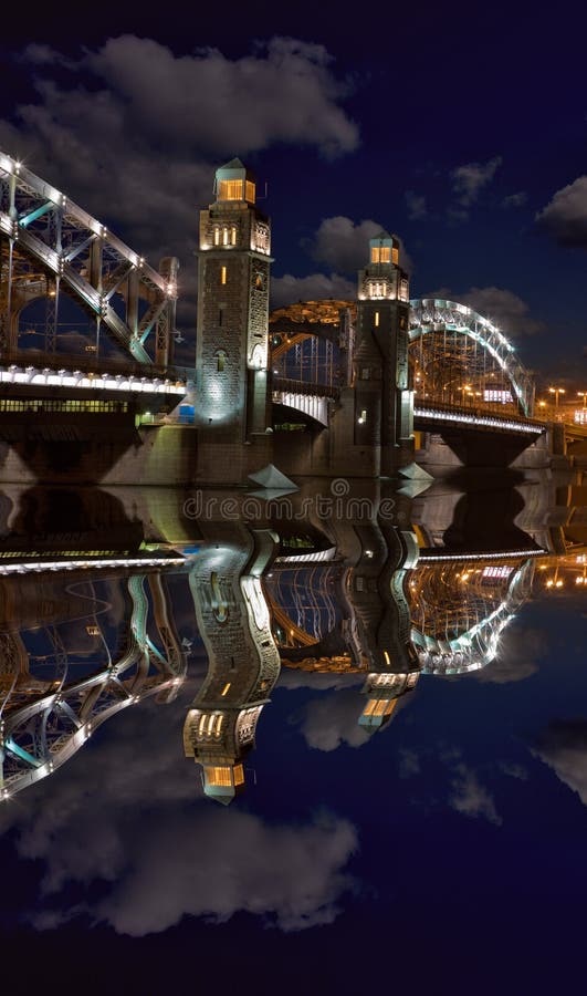 Night bridge and clouds