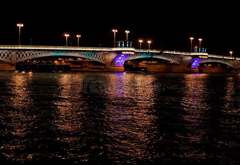 Night bridge in St. Petersburg city