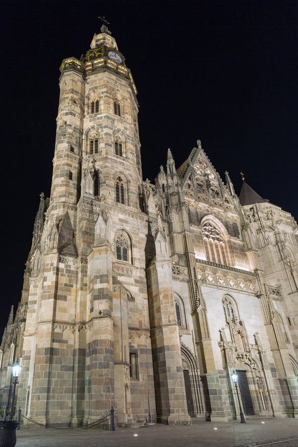 Night Cathedral of St. Elizabeth in Kosice, Slovakia.