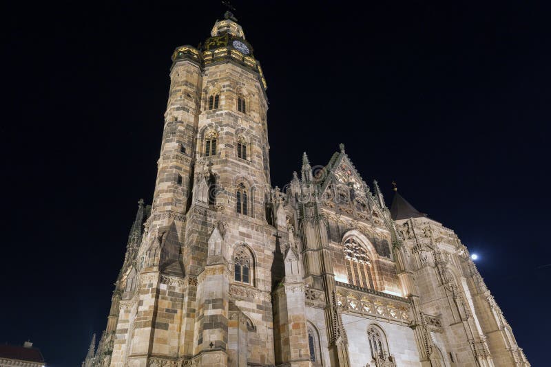 Night Cathedral of St. Elizabeth in Kosice, Slovakia.