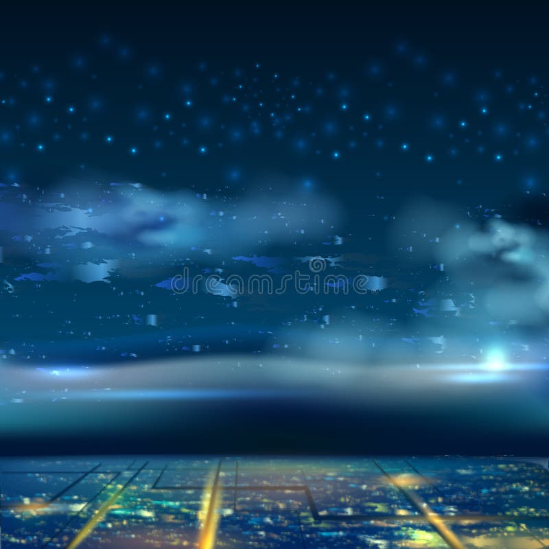 Vector Night City Sky Background with Star Cloud Stock Vector -  Illustration of high, backgrounds: 166652210