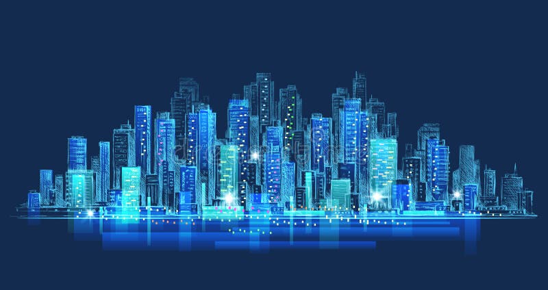 Night city background. Hand drawn vector royalty free illustration Night city background. Hand drawn vector royalty free illustration