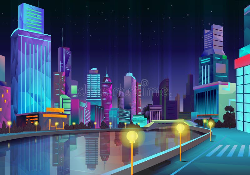 Night city illustration