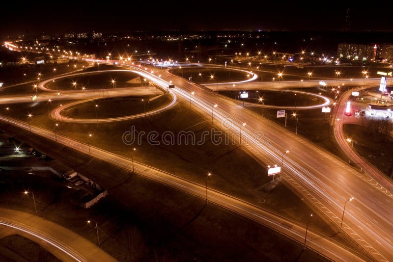 Night city interchange