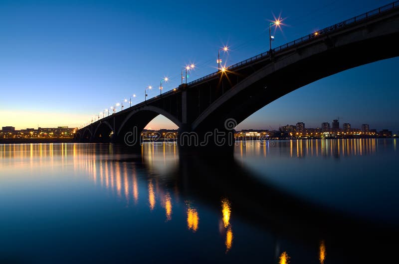 Night city of Krasnoyarsk