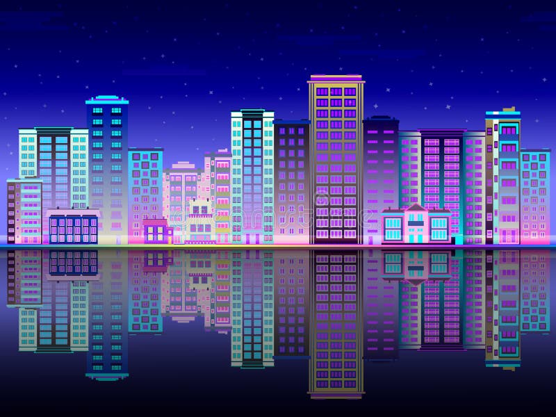 Night City from Window View Stock Vector - Illustration of home, modern ...