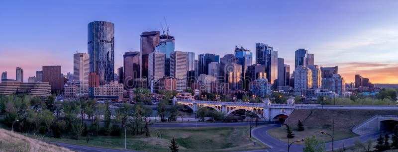 Night cityscape of Calgary, Canada