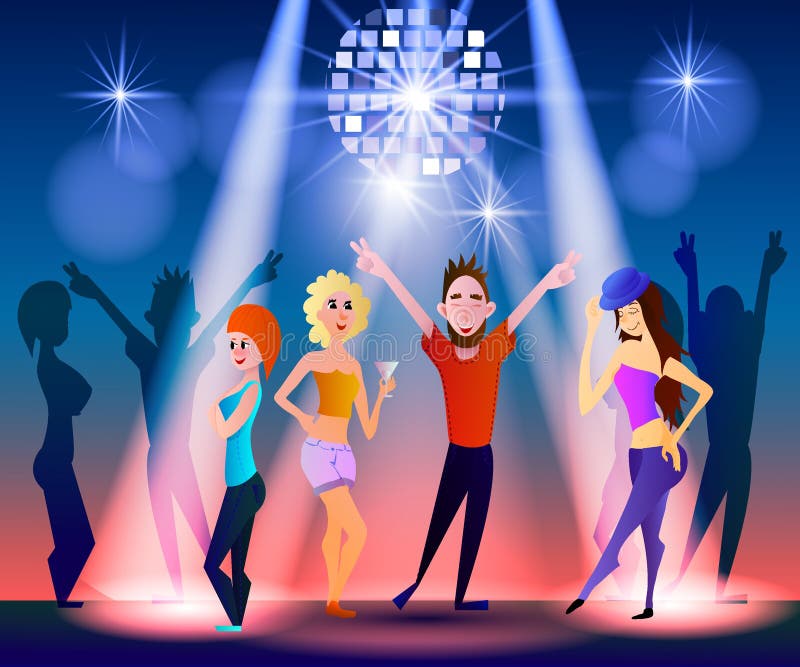 Night Club, Parties. People Having Fun Stock Illustration ...