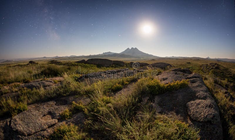 Night in desert mountains