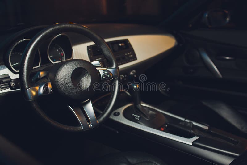 Night Driving a Convertible with the Top Down. Stock Image Image of