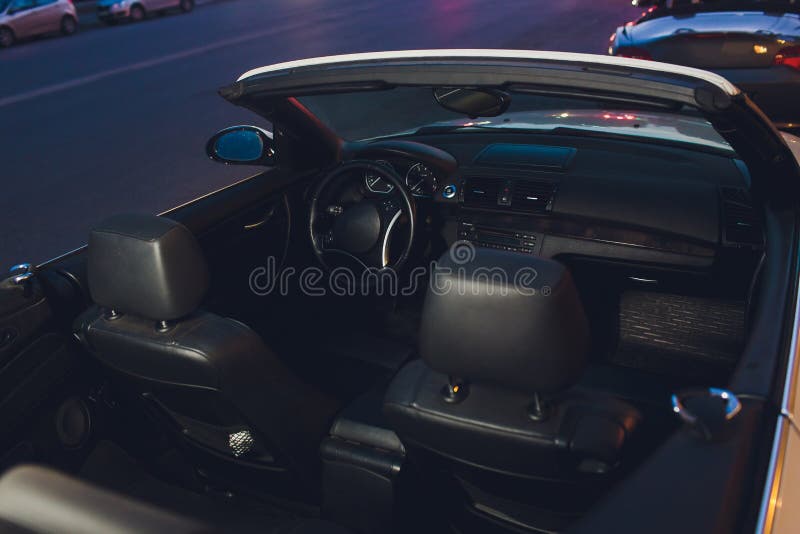 Night Driving a Convertible with the Top Down. Stock Image Image of