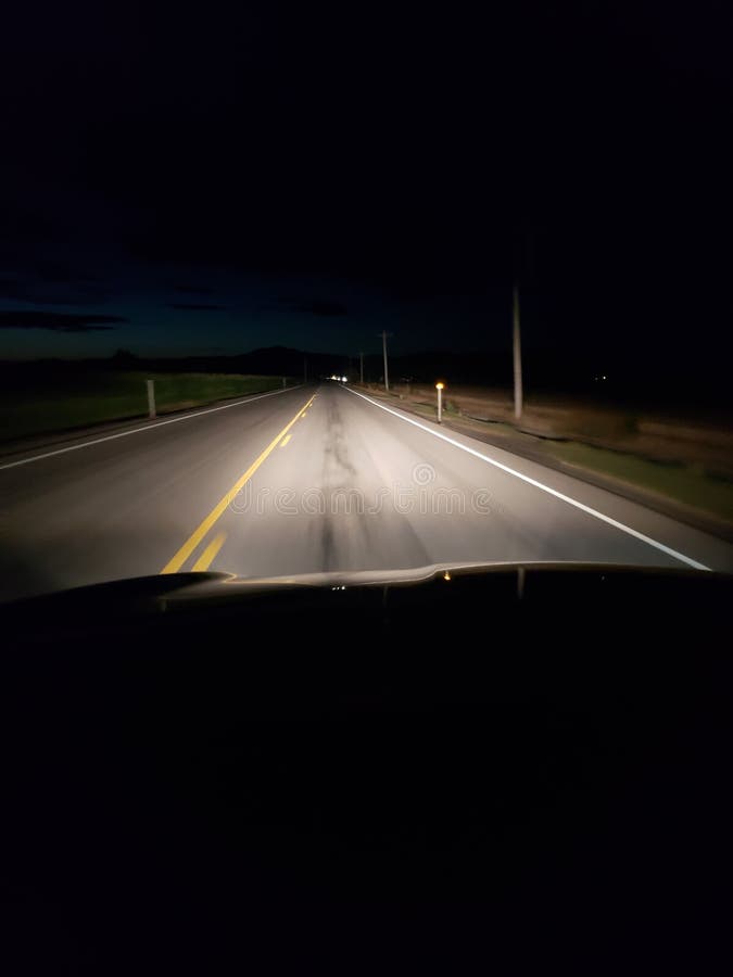 Night Driving on a Two Lane Rural Road Stock Image - Image of drive,  oncomingtraffic: 155137933