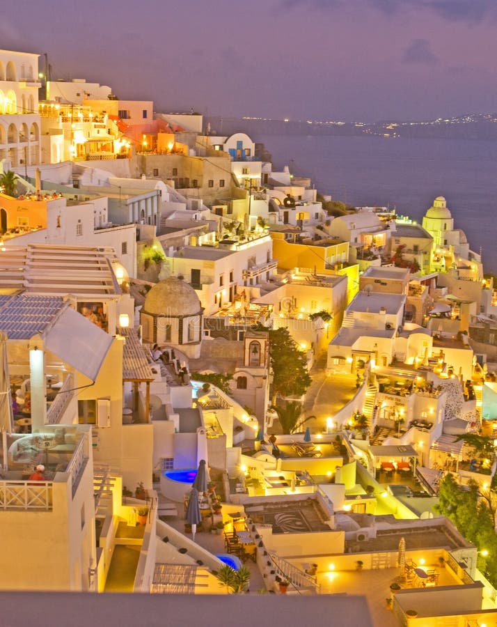 Night in Fira Santorini, Greece.