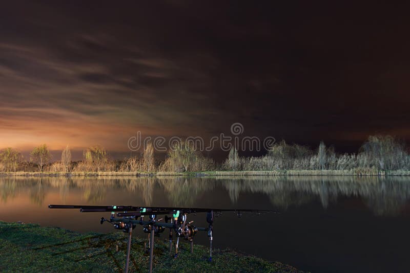 Carp Fishing Lake Night Reflection Rods Sky Stock Photos - Free &  Royalty-Free Stock Photos from Dreamstime