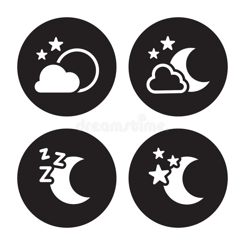 Night icons set stock illustration. Illustration of light - 100101999