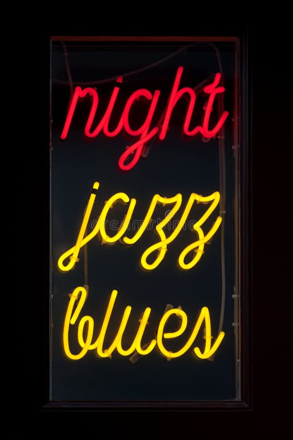 Night Jazz Blue Neon Light Stock Image Image of music, neon 269565373