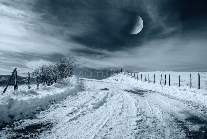 Night landscape in the countryside