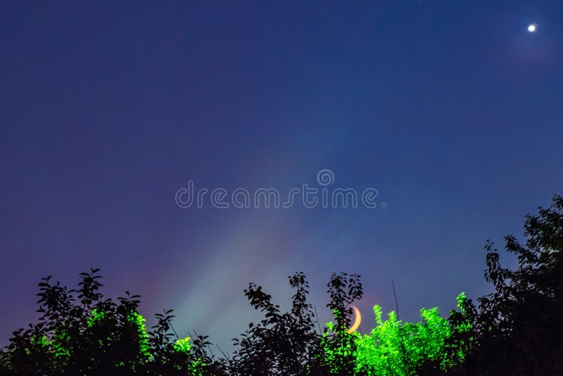 Night landscape moon