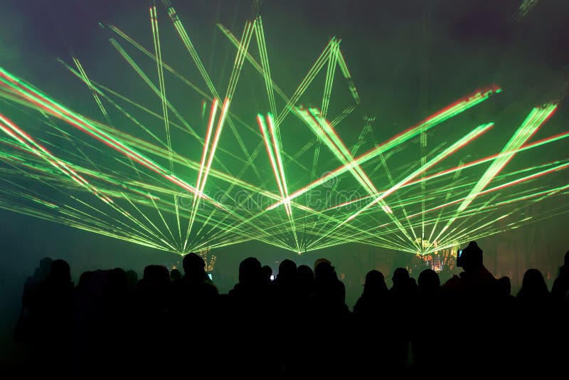 Night Laser Show with Audience Stock Photo Image of rock, band 205048498