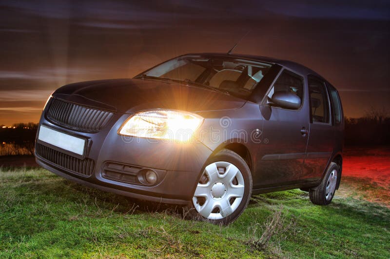 Night light Car stock photo. Image of color, headlight 13038736