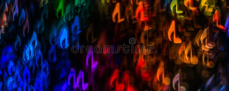 Night lights bokeh shaped sheet music, defocused bokeh light, bl stock images