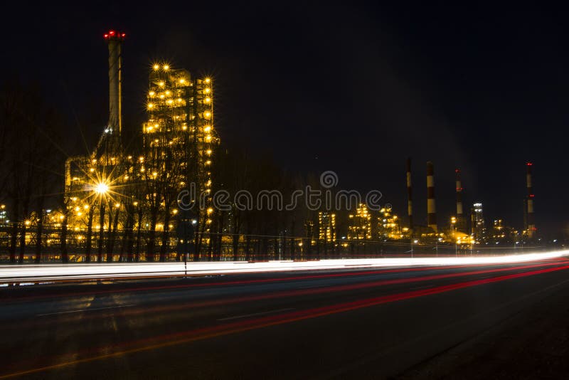 Night and the lights stock image. Image of plant, evening 77643963